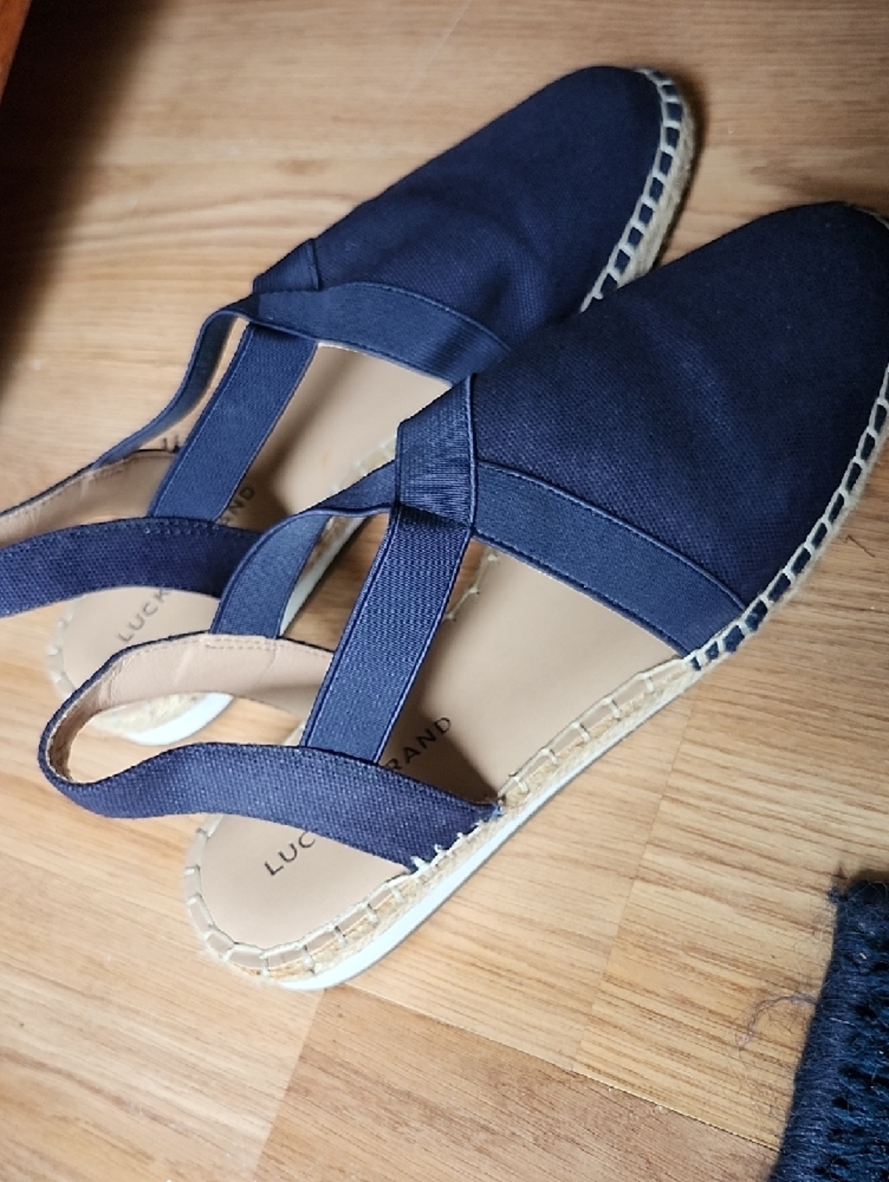 Lucky Brand Navy Canvas Espadrille Slingbacks with Crisscross Straps - Picture 2 of 9